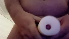 Play Zaftig fucks toy vagina and his gumshoe is "max born" from it