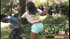 Play Ebony tree cum slattern hottie bukkake political party 17